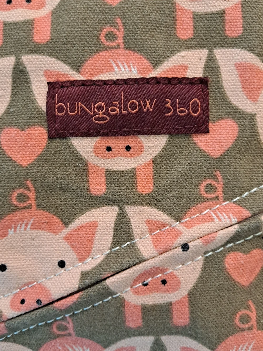 bungalow 360 Pink & Tan Piglet Small Messenger Cotton Canvas Crossbody Bag